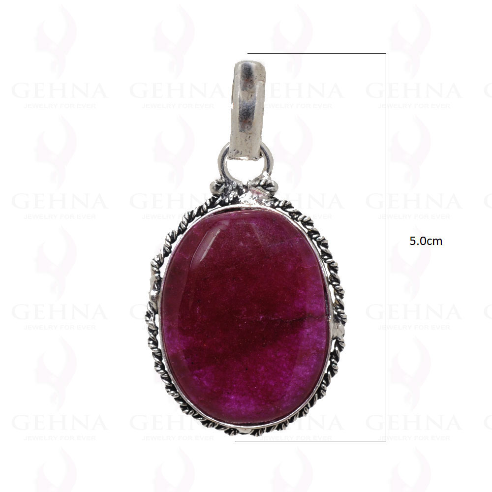 Ruby Color Stone Pendant In 925 Sterling Silver Overlay GP2467