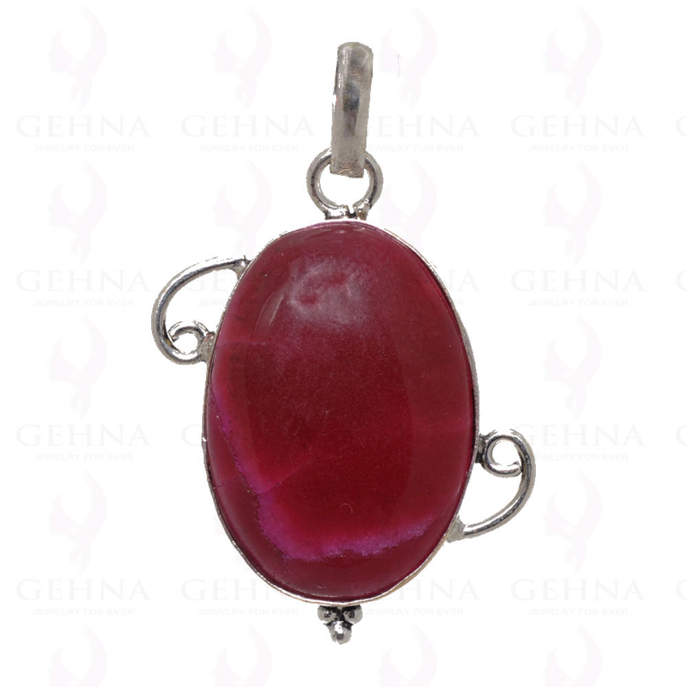 Ruby Color Stone Pendant In 925 Sterling Silver Overlay GP2468