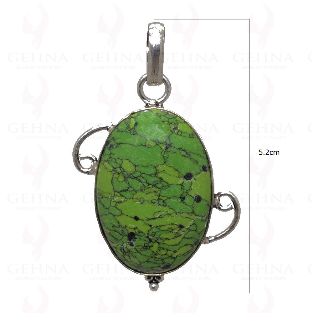 Green Turquoise Pendant In 925 Sterling Silver Overlay GP2469