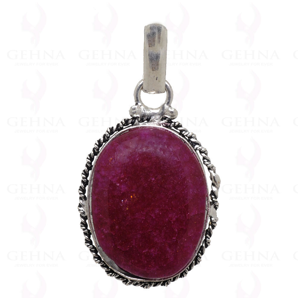 Ruby Color Stone Pendant In 925 Sterling Silver Overlay GP2475