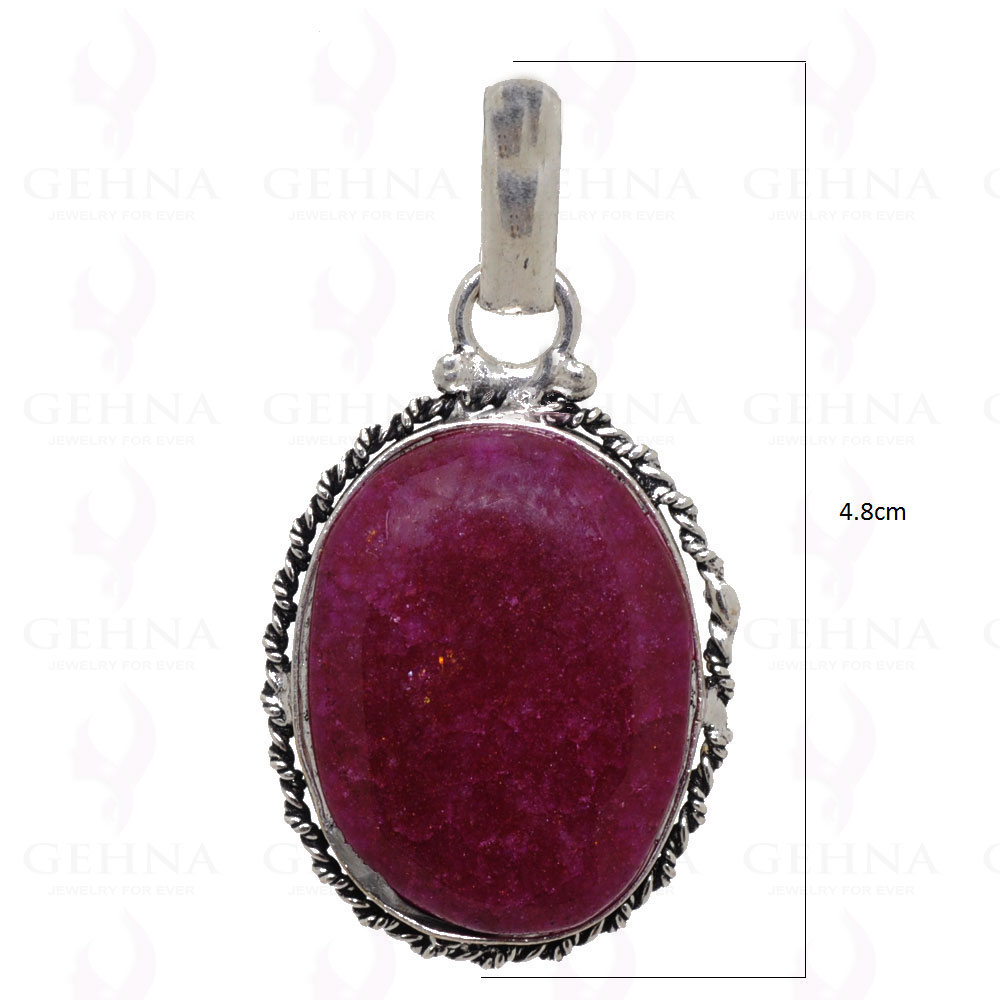 Ruby Color Stone Pendant In 925 Sterling Silver Overlay GP2475