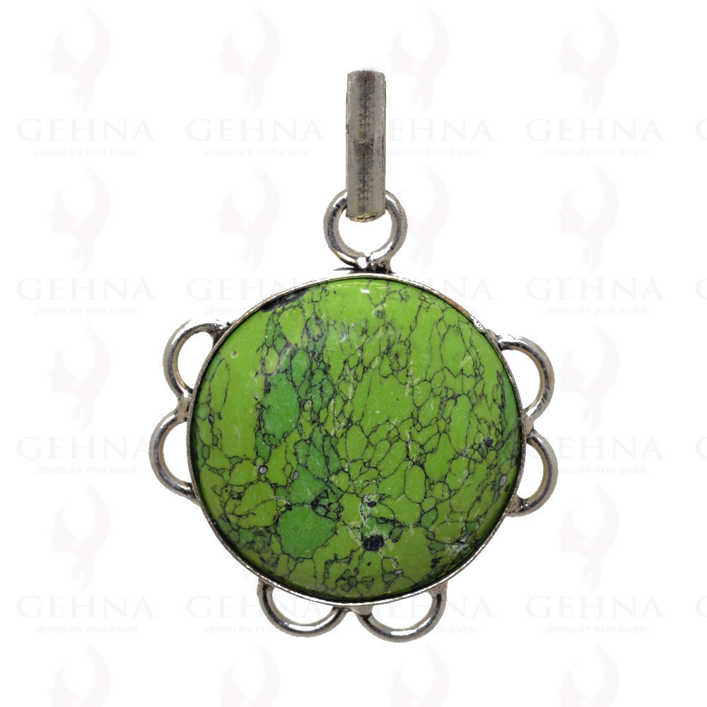 Green Turquoise Pendant In 925 Sterling Silver Overlay GP2483