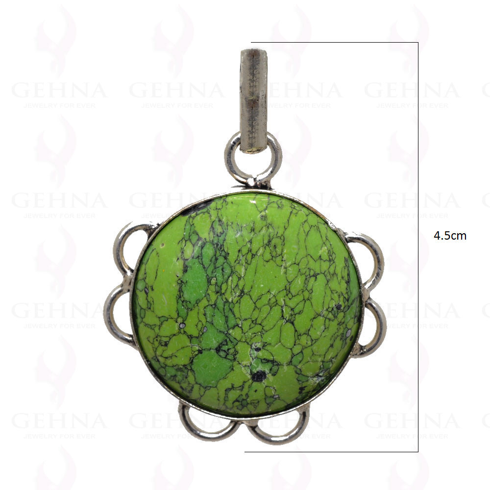 Green Turquoise Pendant In 925 Sterling Silver Overlay GP2483