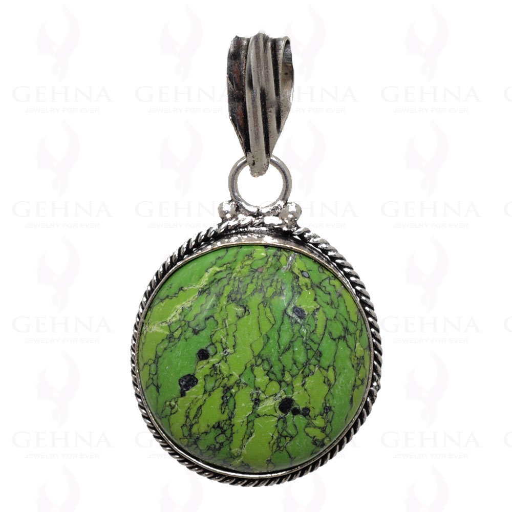 Green Turquoise Pendant In 925 Sterling Silver Overlay GP2499