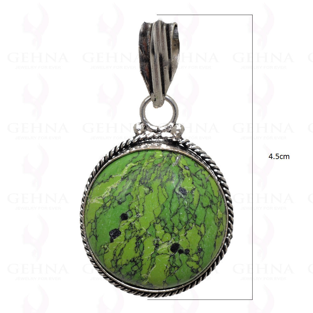 Green Turquoise Pendant In 925 Sterling Silver Overlay GP2499