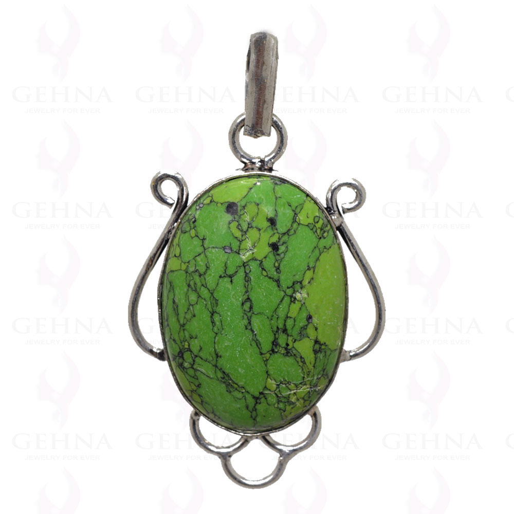 Green Turquoise Pendant In 925 Sterling Silver Overlay GP2500