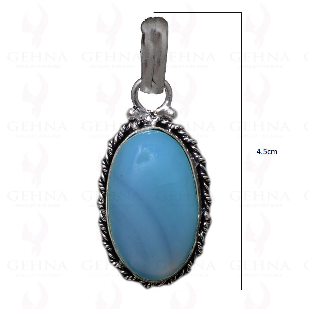 Blue Chalcedony Pendant In 925 Sterling Silver Overlay GP2512