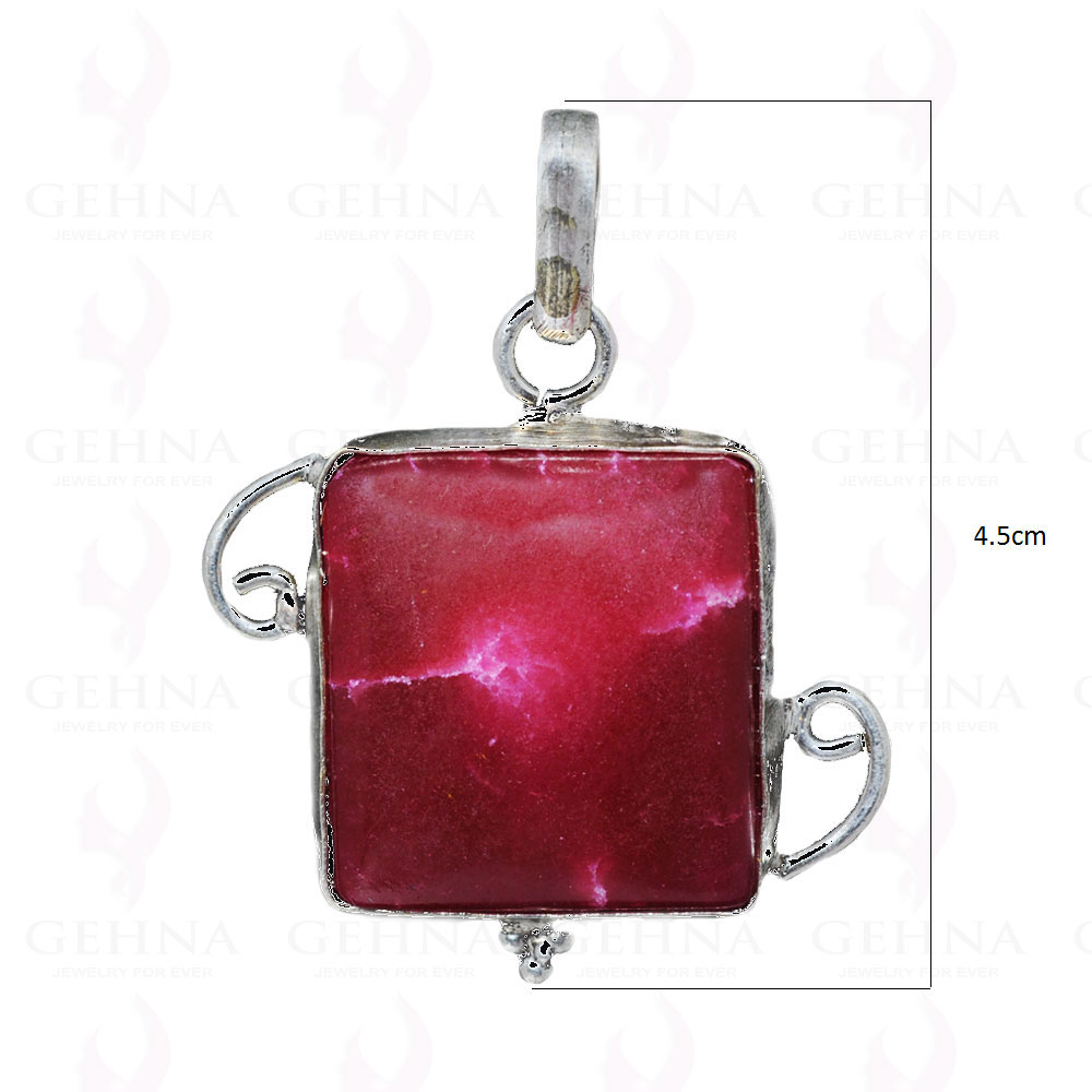 Ruby Color Stone Pendant In 925 Sterling Silver Overlay GP2513