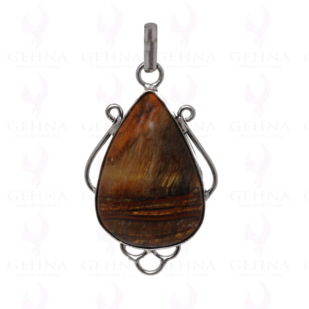 Iron Tiger Eye Gemstone Pendant In .925 Silver Overlay GP2517
