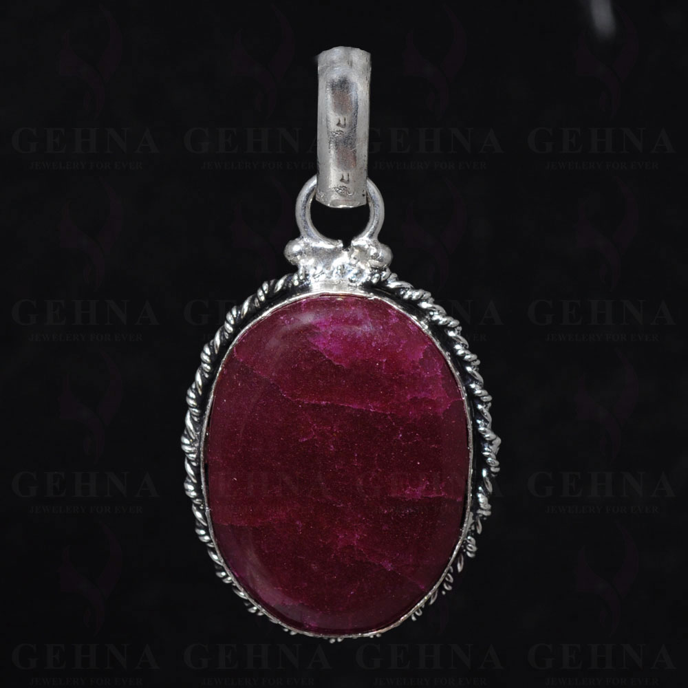 Ruby Color Stone Pendant In 925 Sterling Silver Overlay GP2520