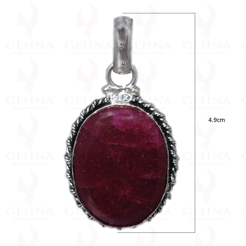 Ruby Color Stone Pendant In 925 Sterling Silver Overlay GP2520