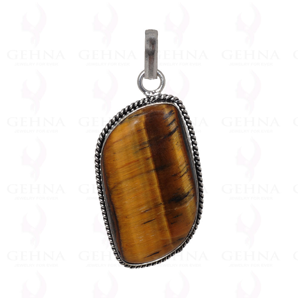 Tiger’S Eye Pendant In 925 Sterling Silver Overlay GP2542