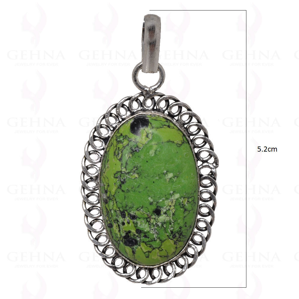 Green Turquoise Pendant In 925 Sterling Silver Overlay GP2543