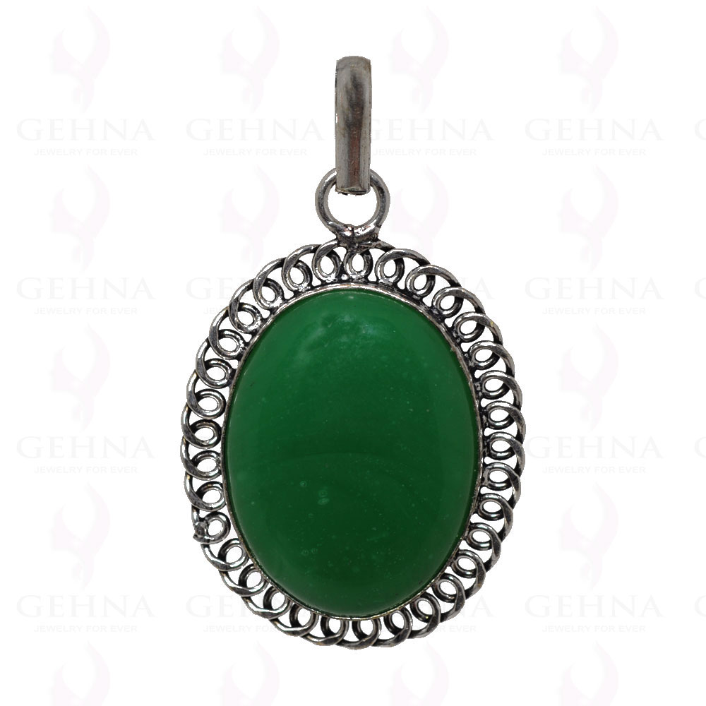 Green Onyx Pendant In 925 Sterling Silver Overlay GP2546