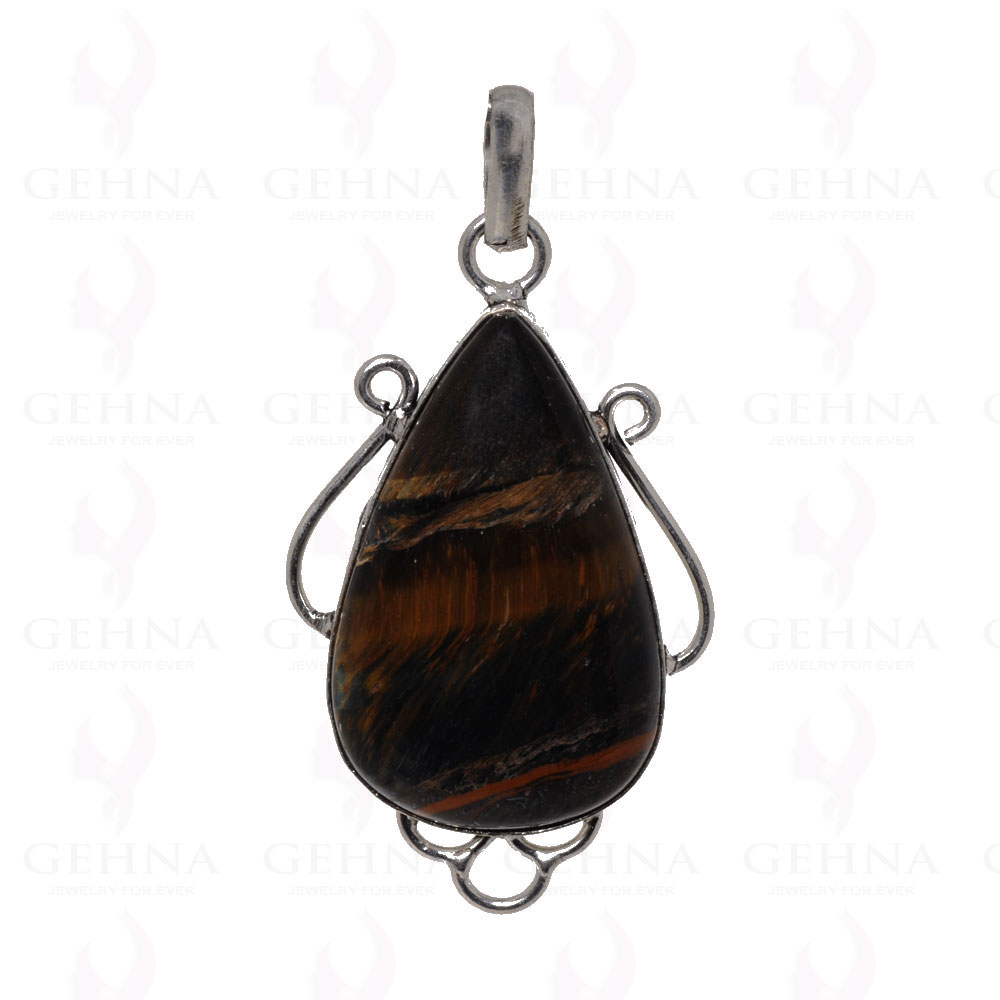 Iron Tiger Eye Gemstone Pendant In .925 Silver Overlay GP2550