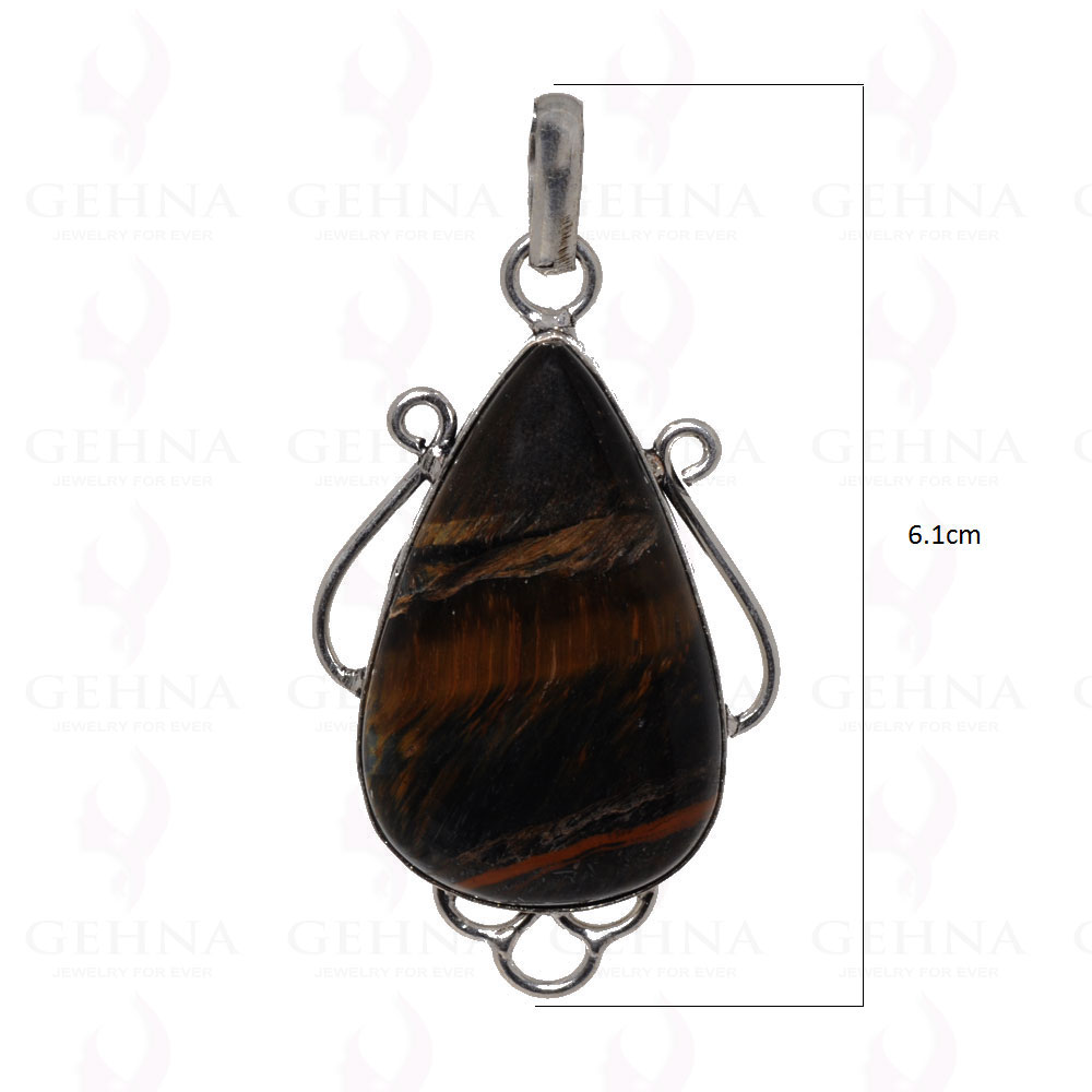 Iron Tiger Eye Gemstone Pendant In .925 Silver Overlay GP2550
