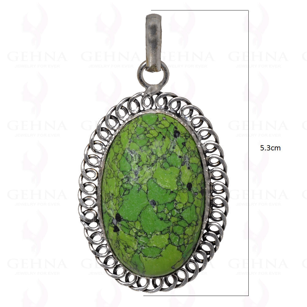 Green Turquoise Pendant In 925 Sterling Silver Overlay GP2551