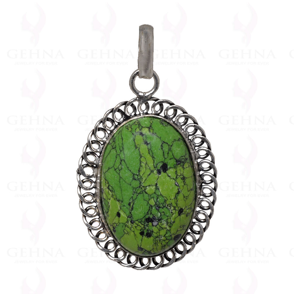 Green Turquoise Pendant In 925 Sterling Silver Overlay GP2552