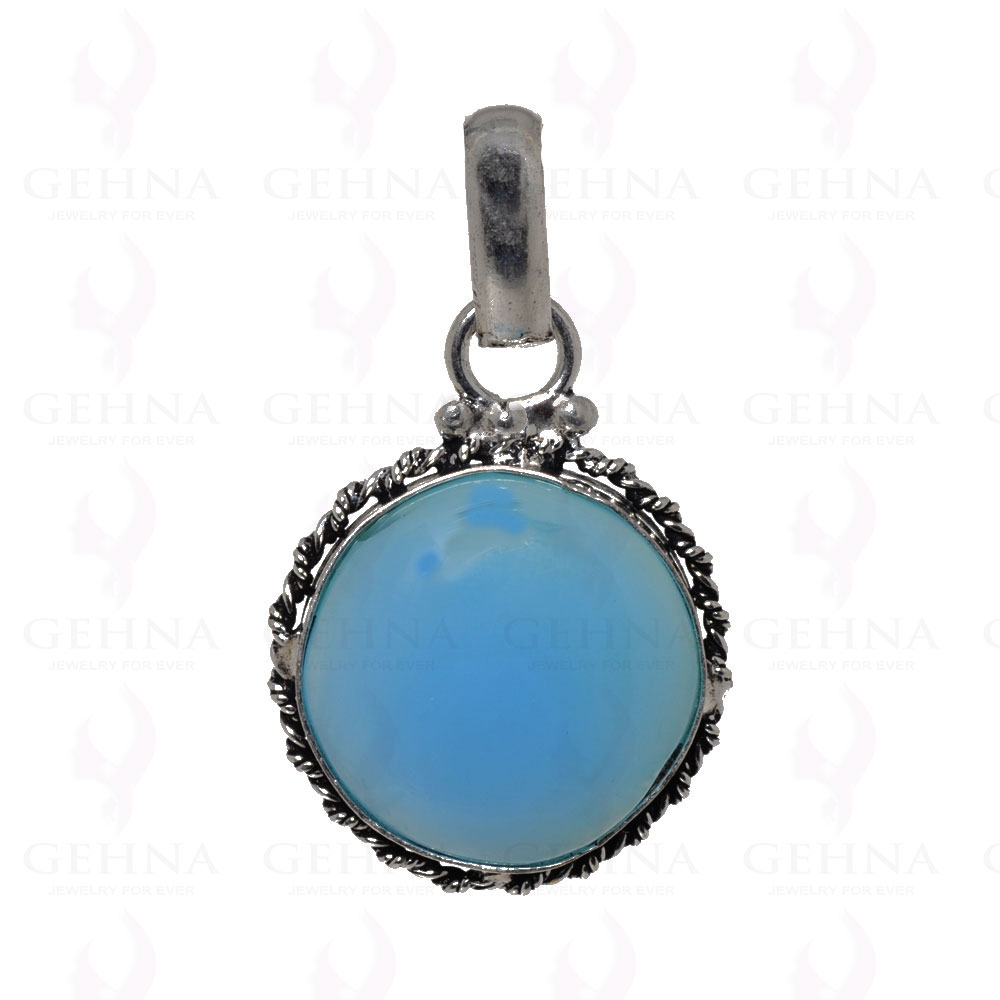 Blue Chalcedony Pendant In 925 Sterling Silver Overlay GP2553