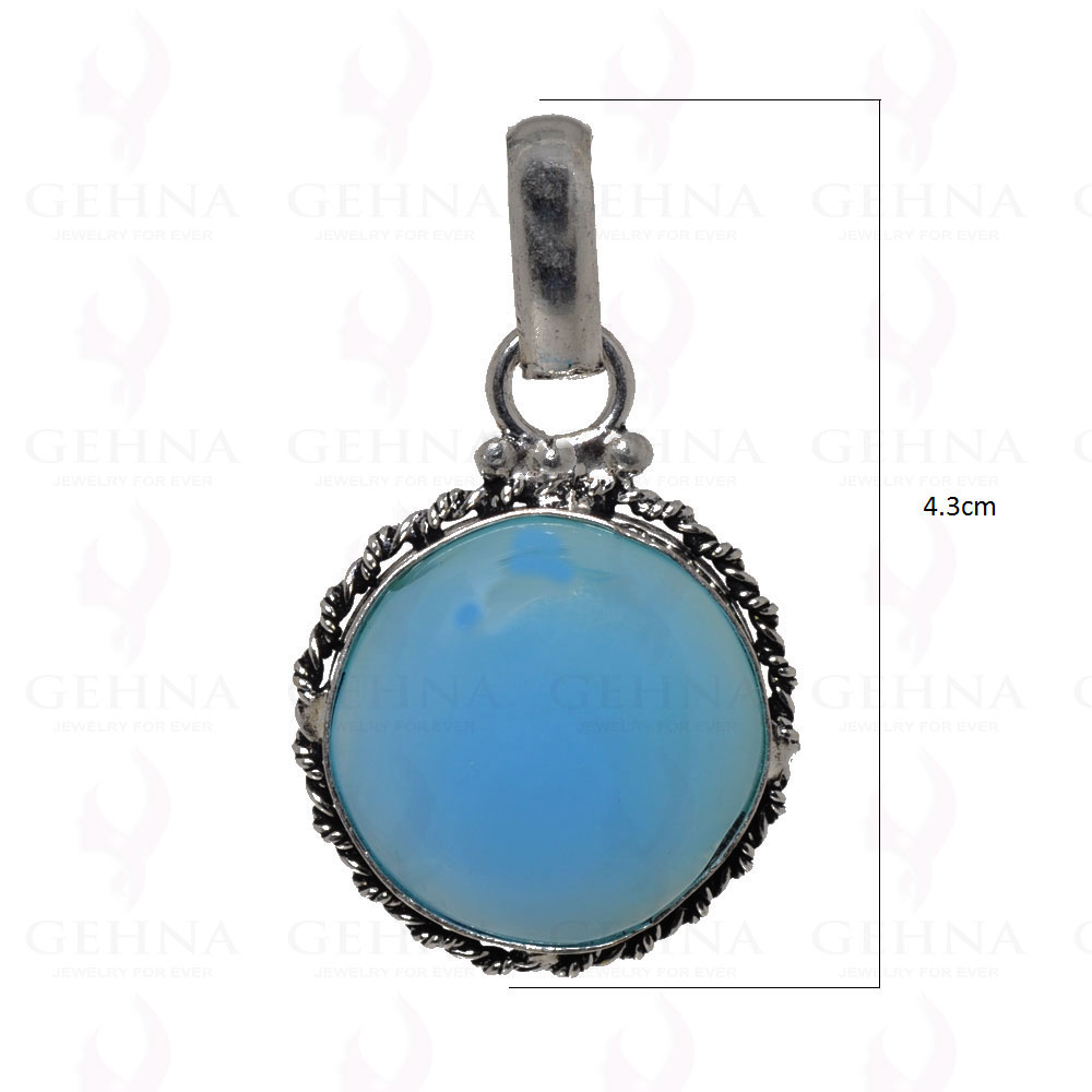 Blue Chalcedony Pendant In 925 Sterling Silver Overlay GP2553