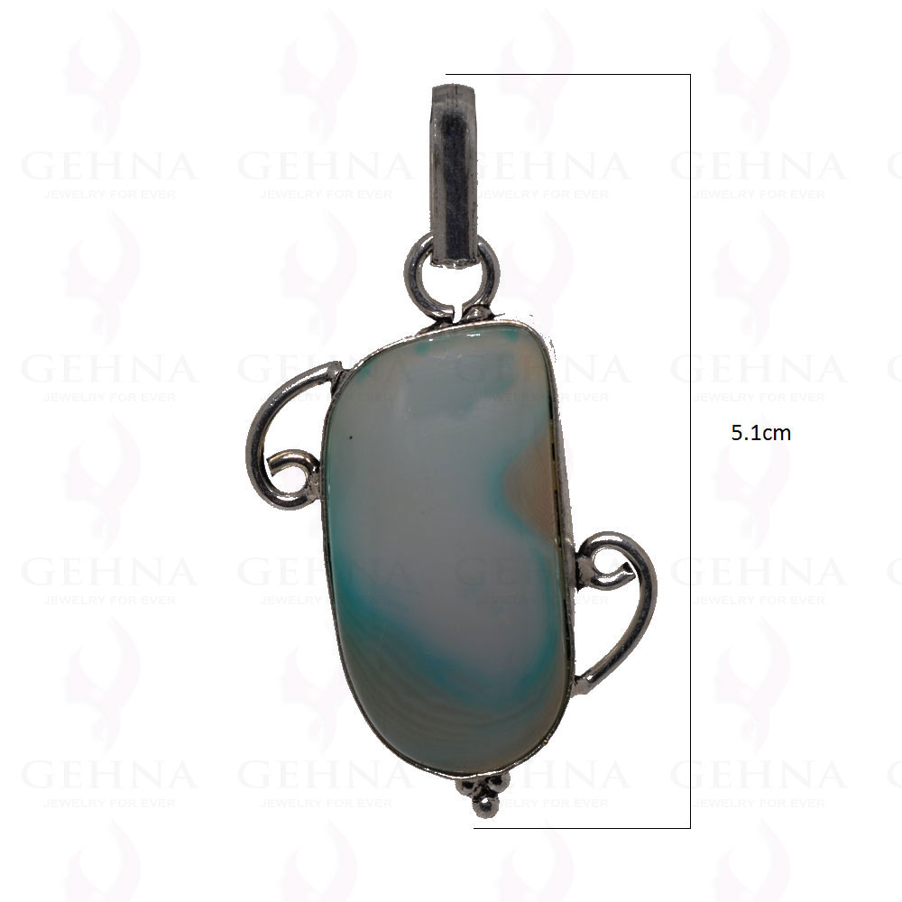 Blue Chalcedony Pendant In 925 Sterling Silver Overlay GP2566