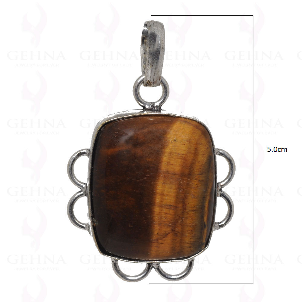 Tiger’S Eye Gemstone Pendant In 925 Sterling Silver Overlay GP2573