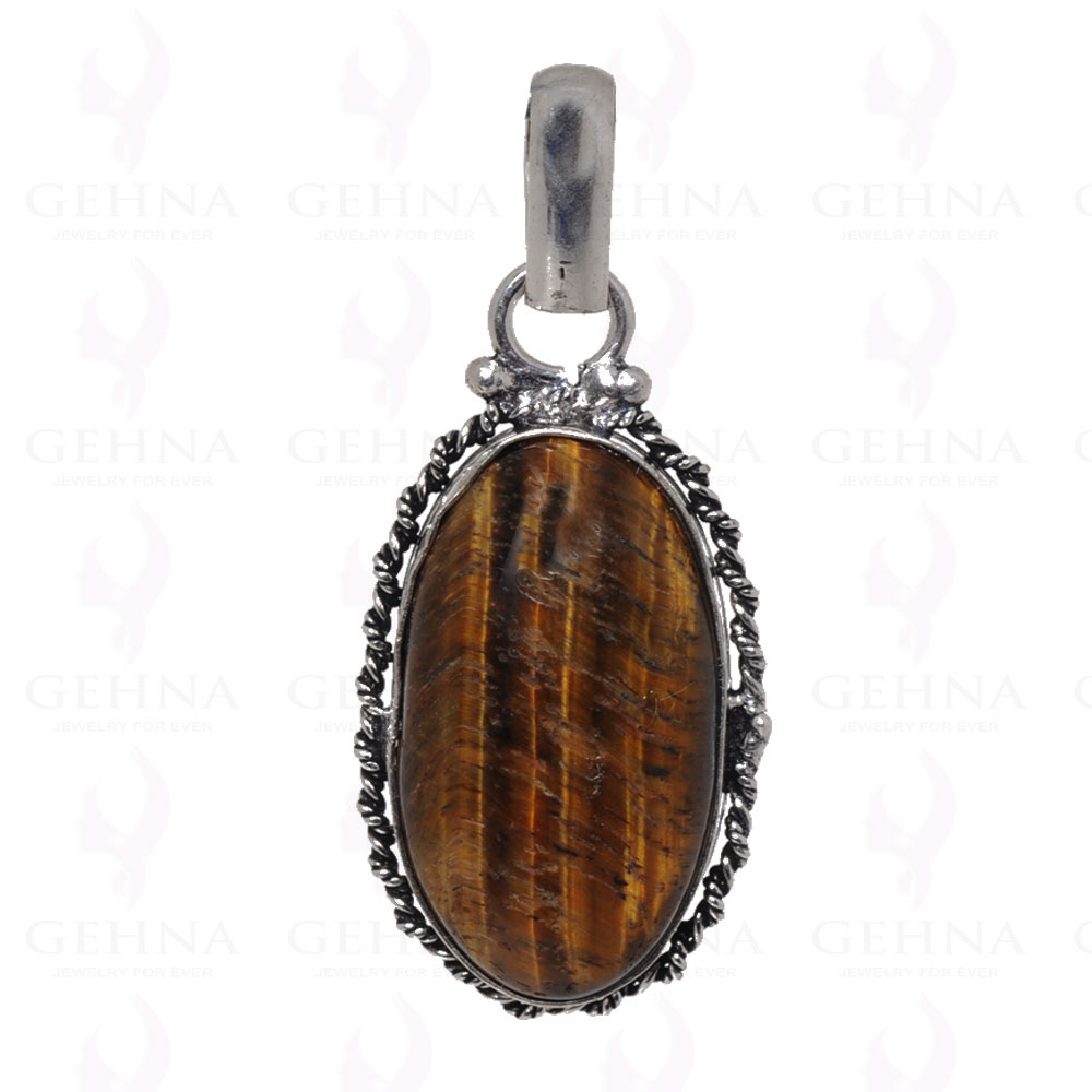 Tiger’S Eye Gemstone Pendant In 925 Sterling Silver Overlay GP2576