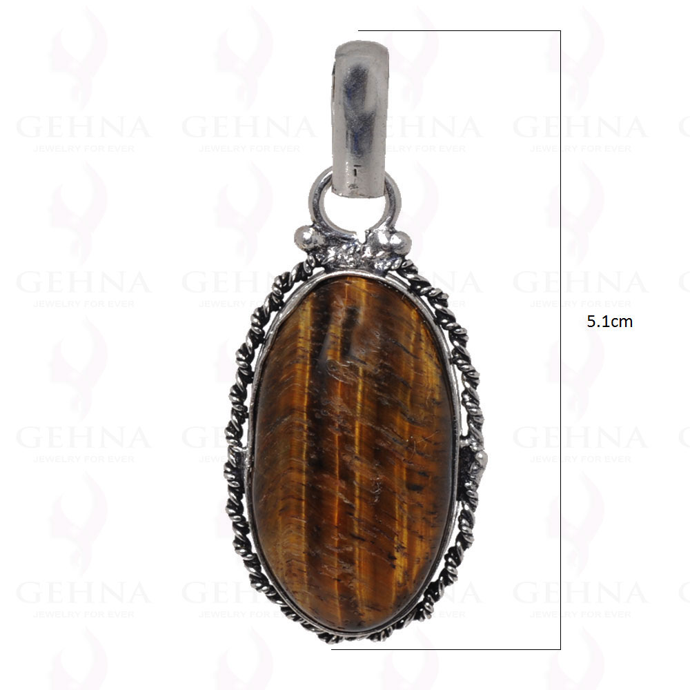 Tiger’S Eye Gemstone Pendant In 925 Sterling Silver Overlay GP2576