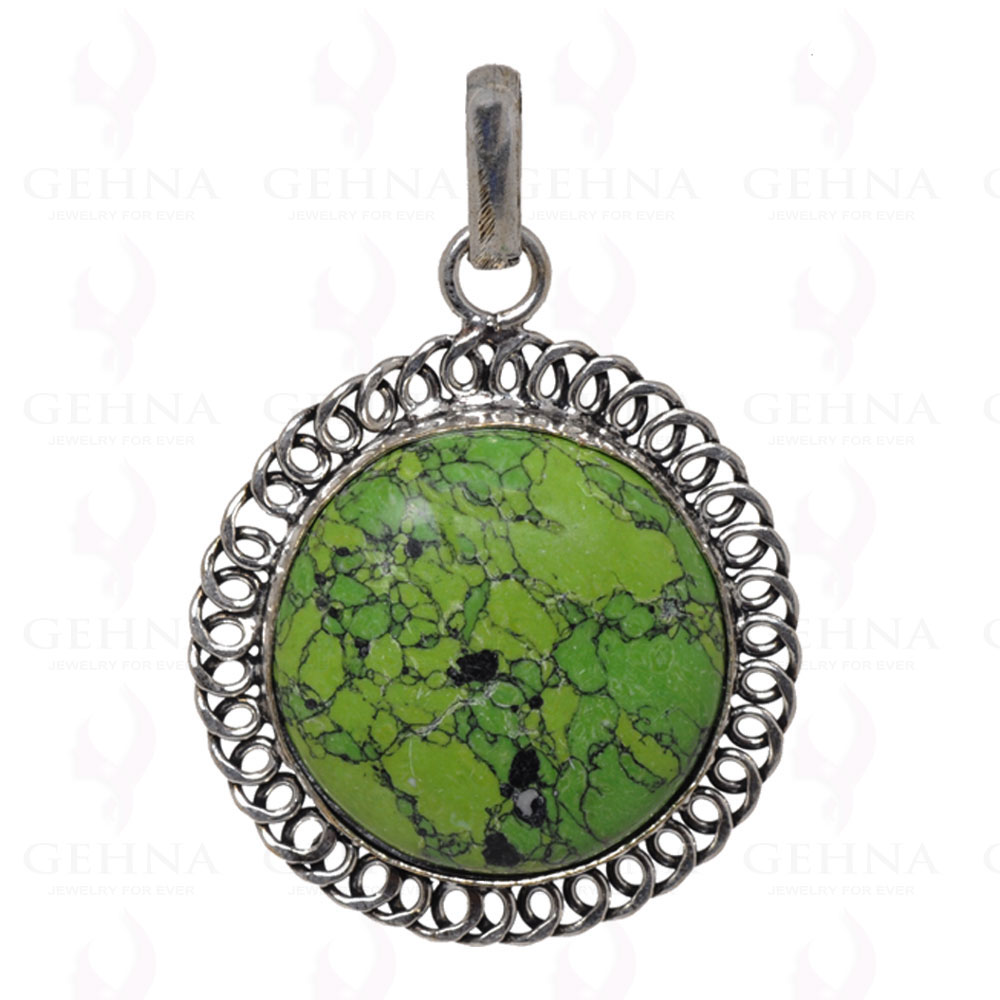 Green Turquoise Pendant In 925 Sterling Silver Overlay GP2584