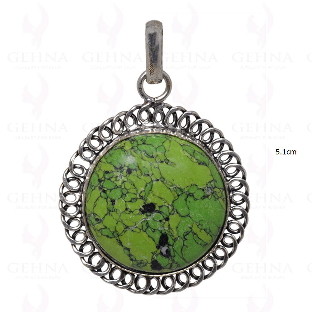 Green Turquoise Pendant In 925 Sterling Silver Overlay GP2584