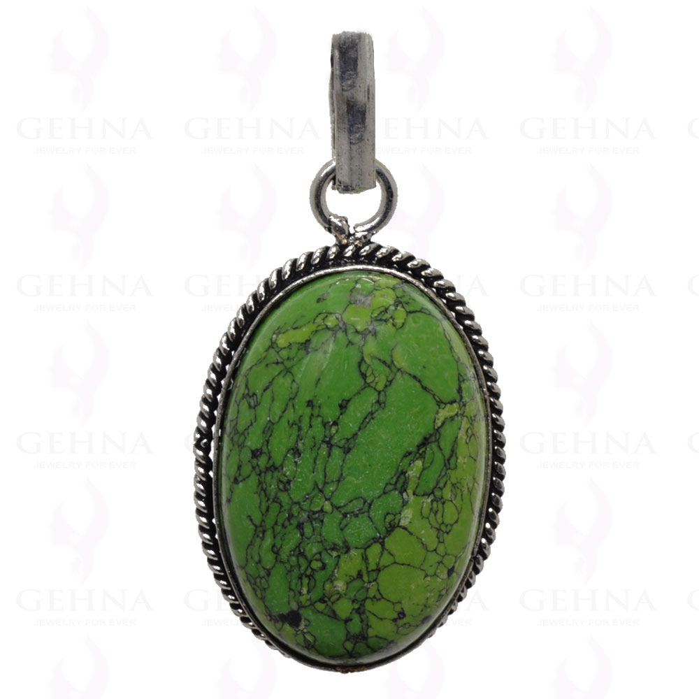 Green Turquoise Pendant In 925 Sterling Silver Overlay GP2587