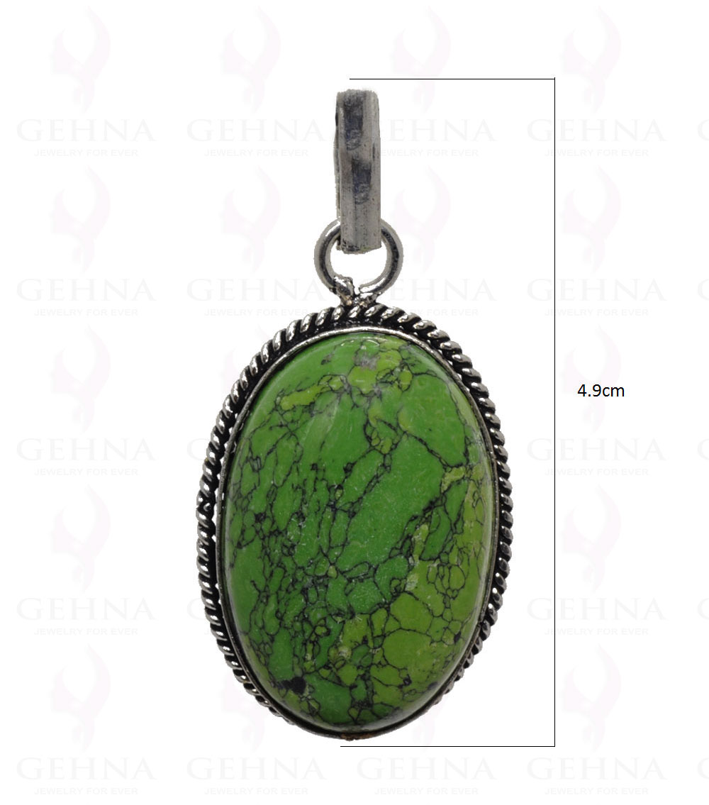 Green Turquoise Pendant In 925 Sterling Silver Overlay GP2587