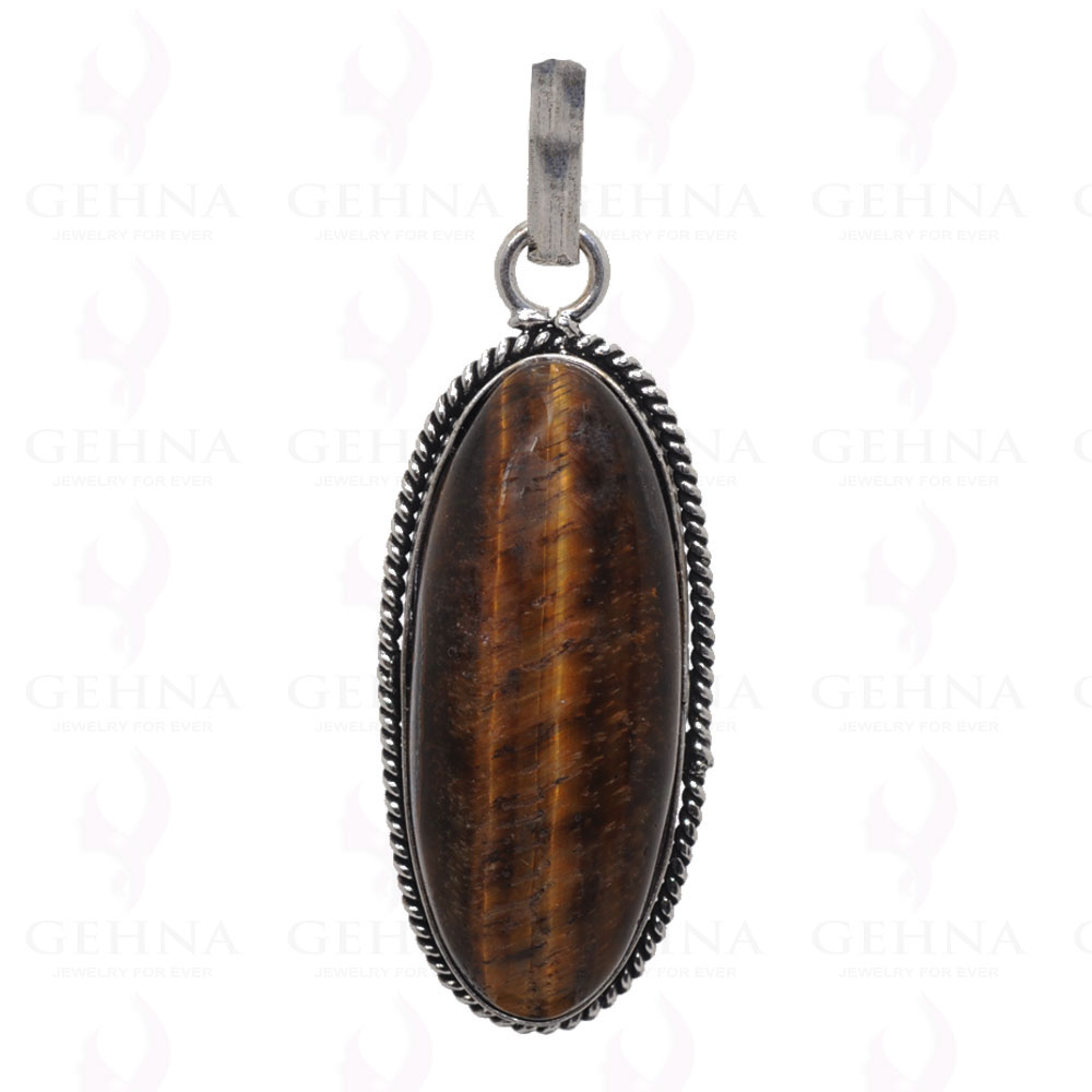 Tiger Eye Gemstone Pendant In .925 Silver Overlay GP2596