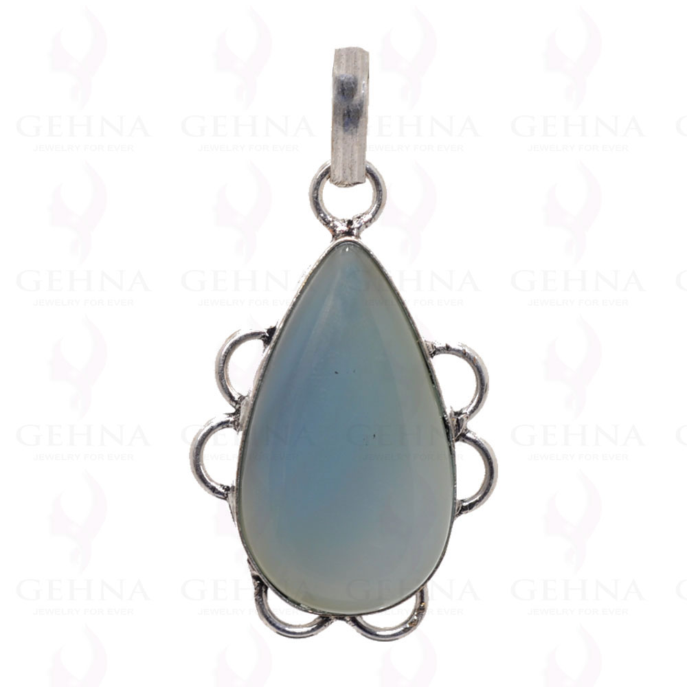 Blue Chalcedony Pendant In 925 Sterling Silver Overlay GP2599