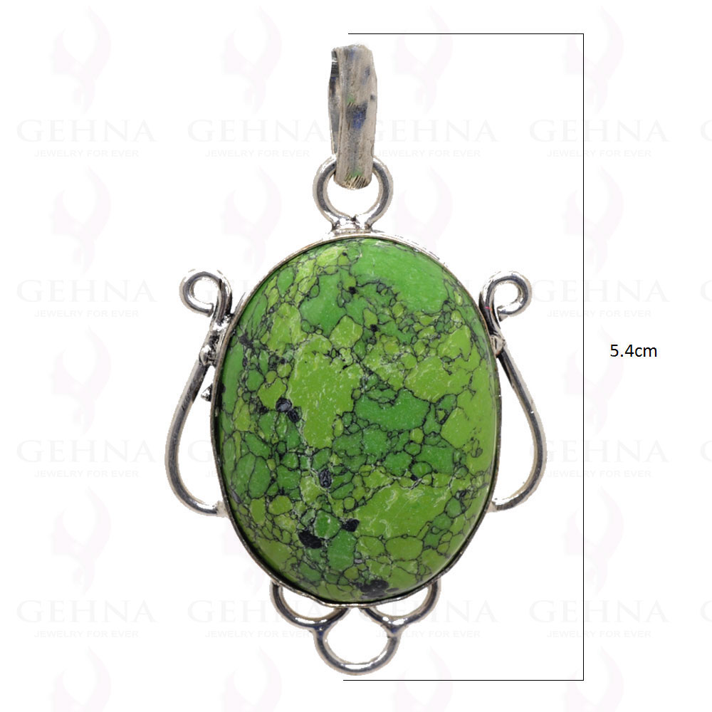 Green Turquoise Pendant In 925 Sterling Silver Overlay GP2617