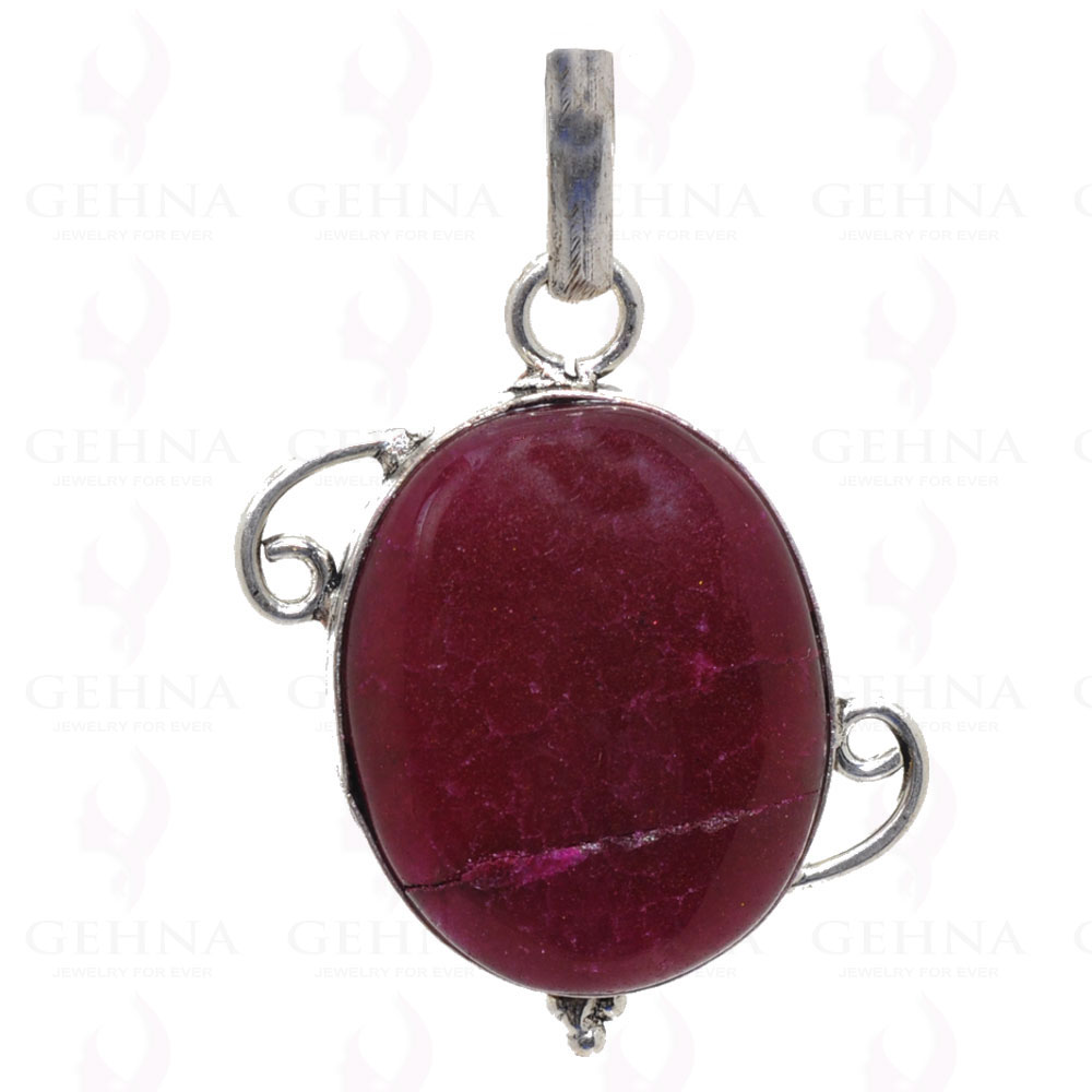 Ruby Color Stone Pendant In 925 Sterling Silver Overlay GP2619