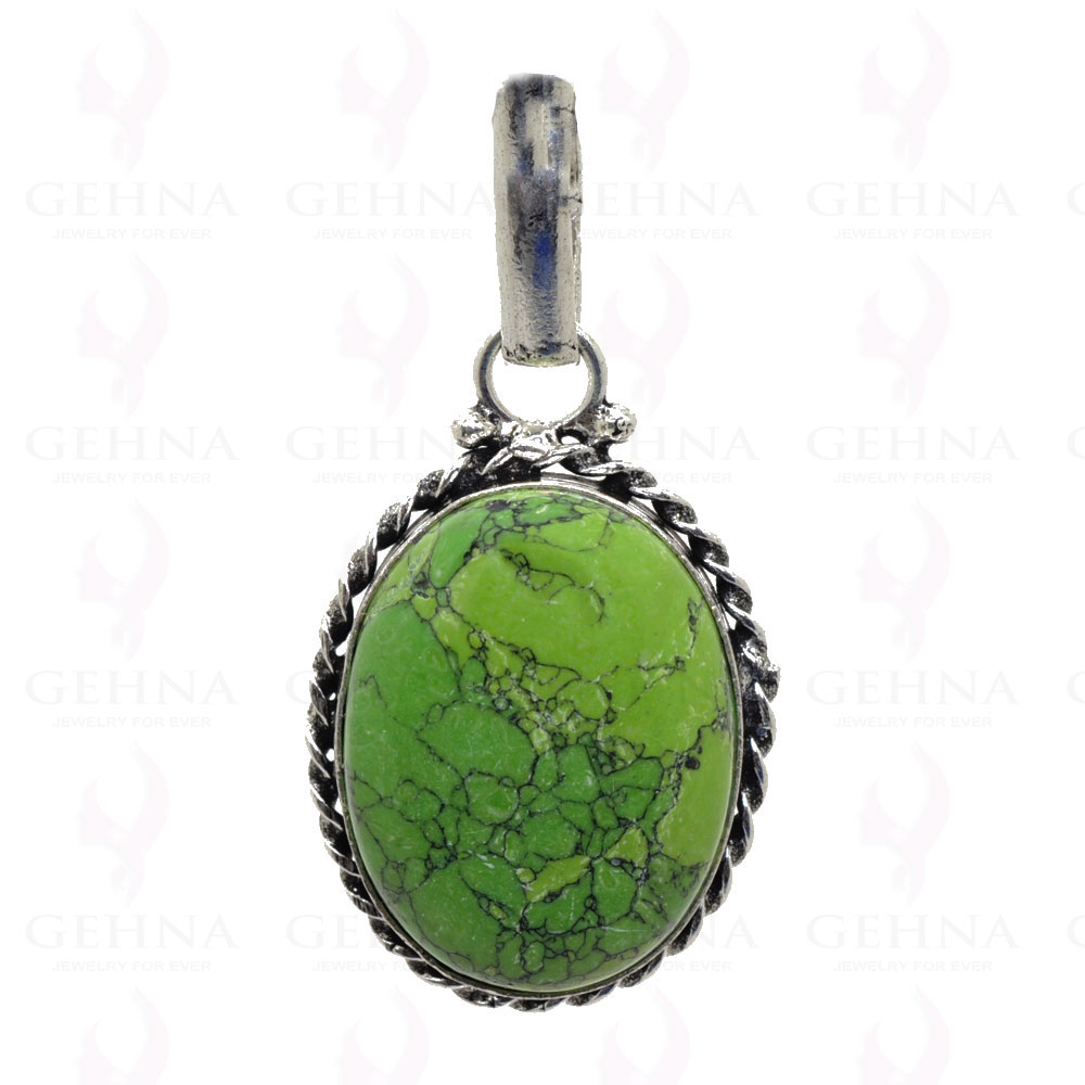 Green Turquoise Pendant In 925 Sterling Silver Overlay GP2621