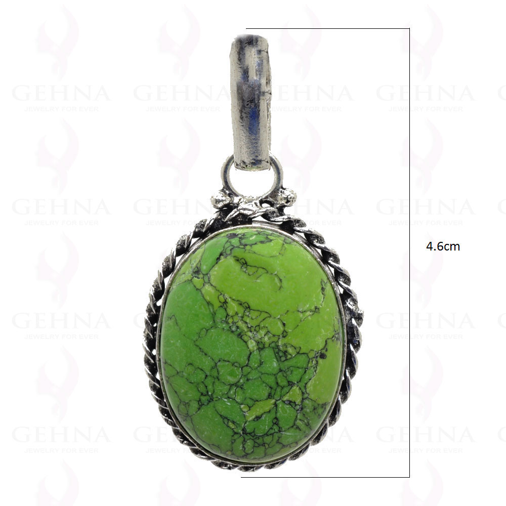 Green Turquoise Pendant In 925 Sterling Silver Overlay GP2621