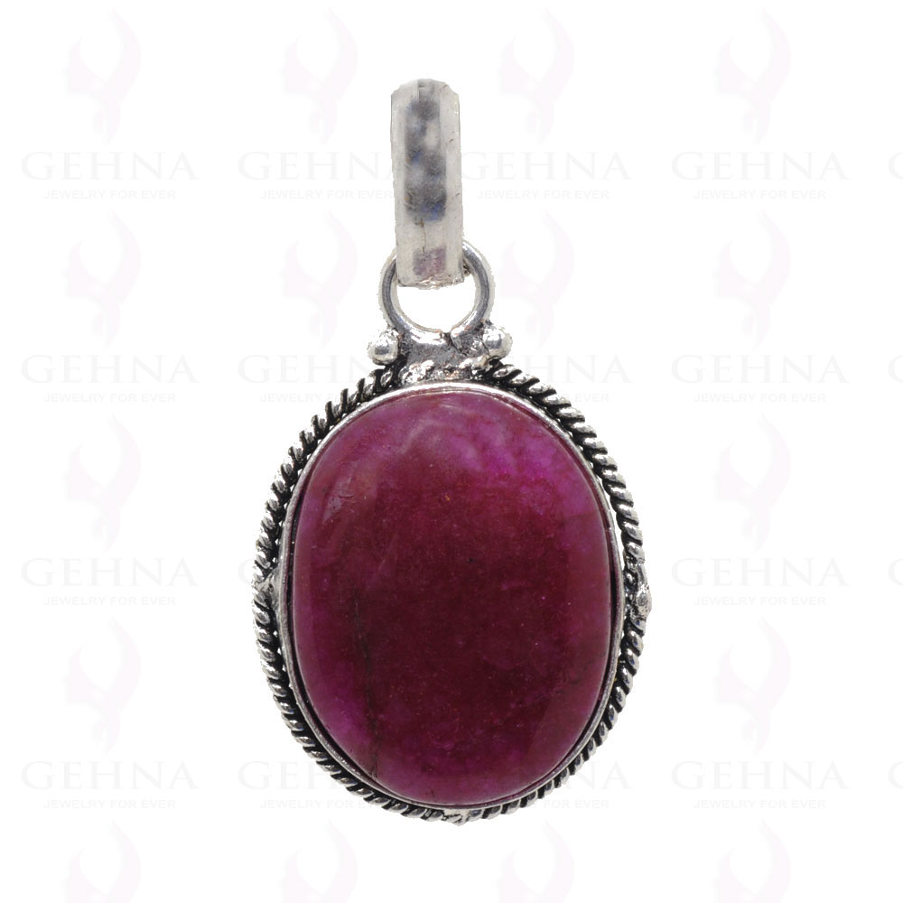Ruby Color Stone Pendant In 925 Sterling Silver Overlay GP2624