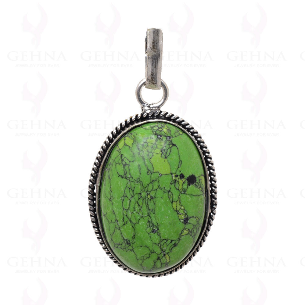 Green Turquoise Pendant In 925 Sterling Silver Overlay GP2639