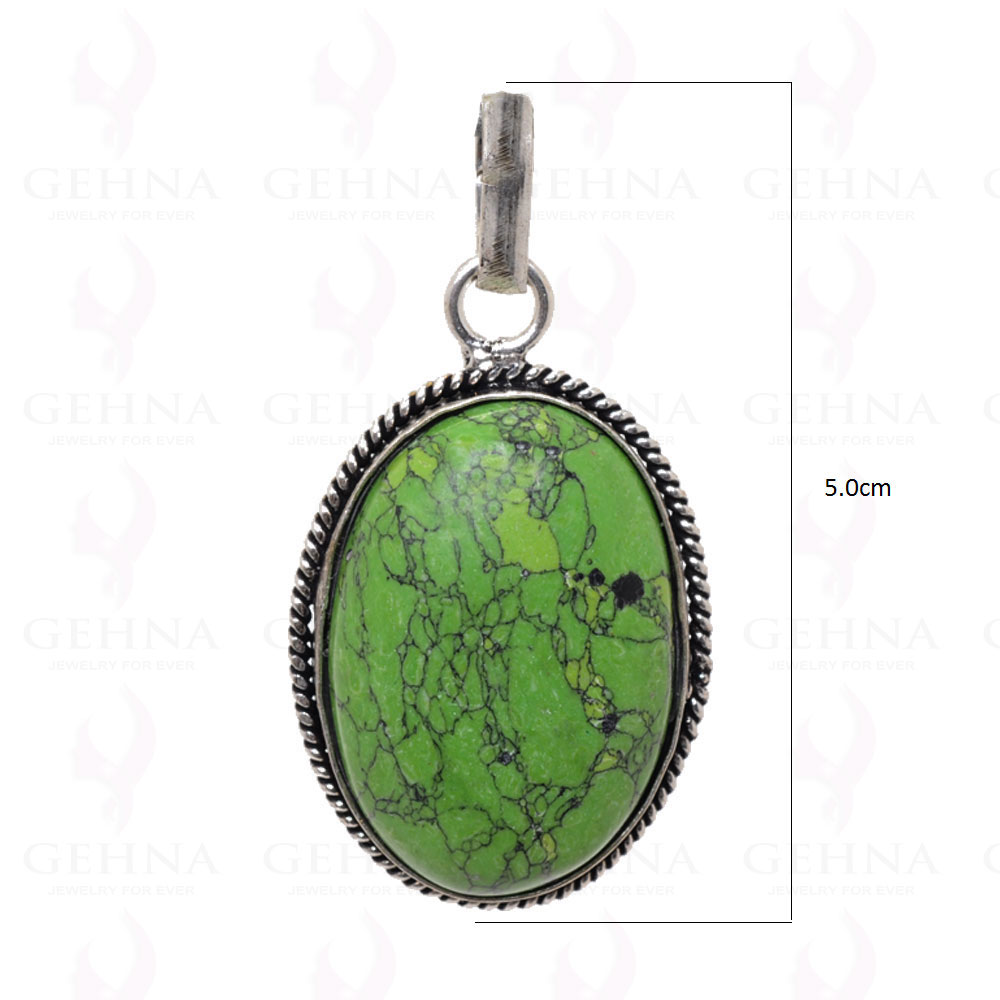 Green Turquoise Pendant In 925 Sterling Silver Overlay GP2639