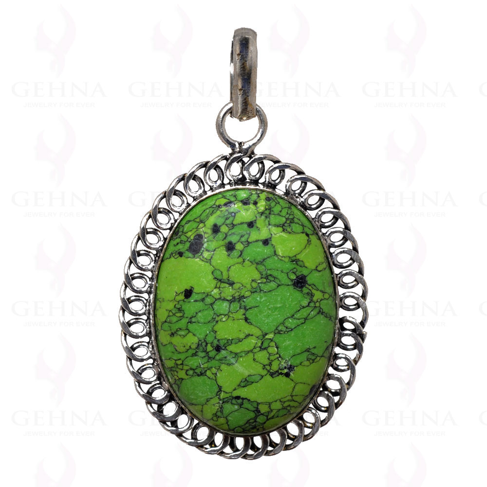 Green Turquoise Pendant In 925 Sterling Silver Overlay GP2671