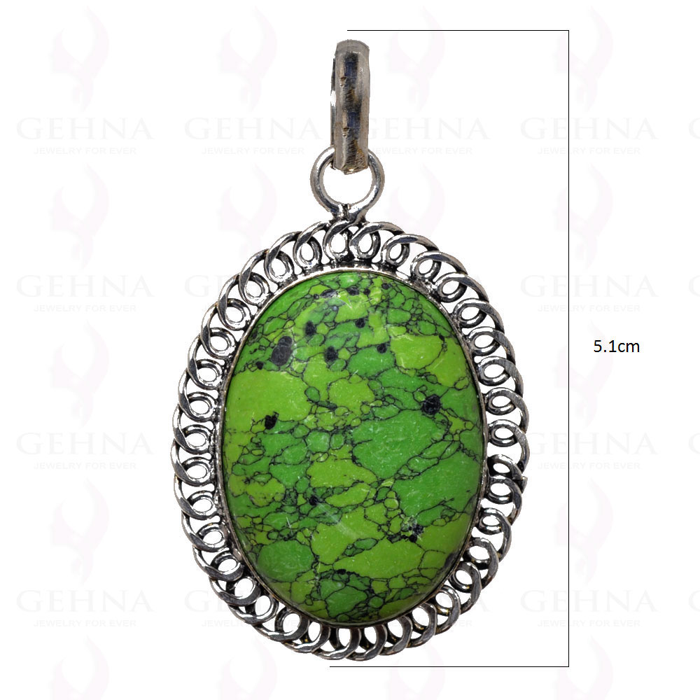 Green Turquoise Pendant In 925 Sterling Silver Overlay GP2671