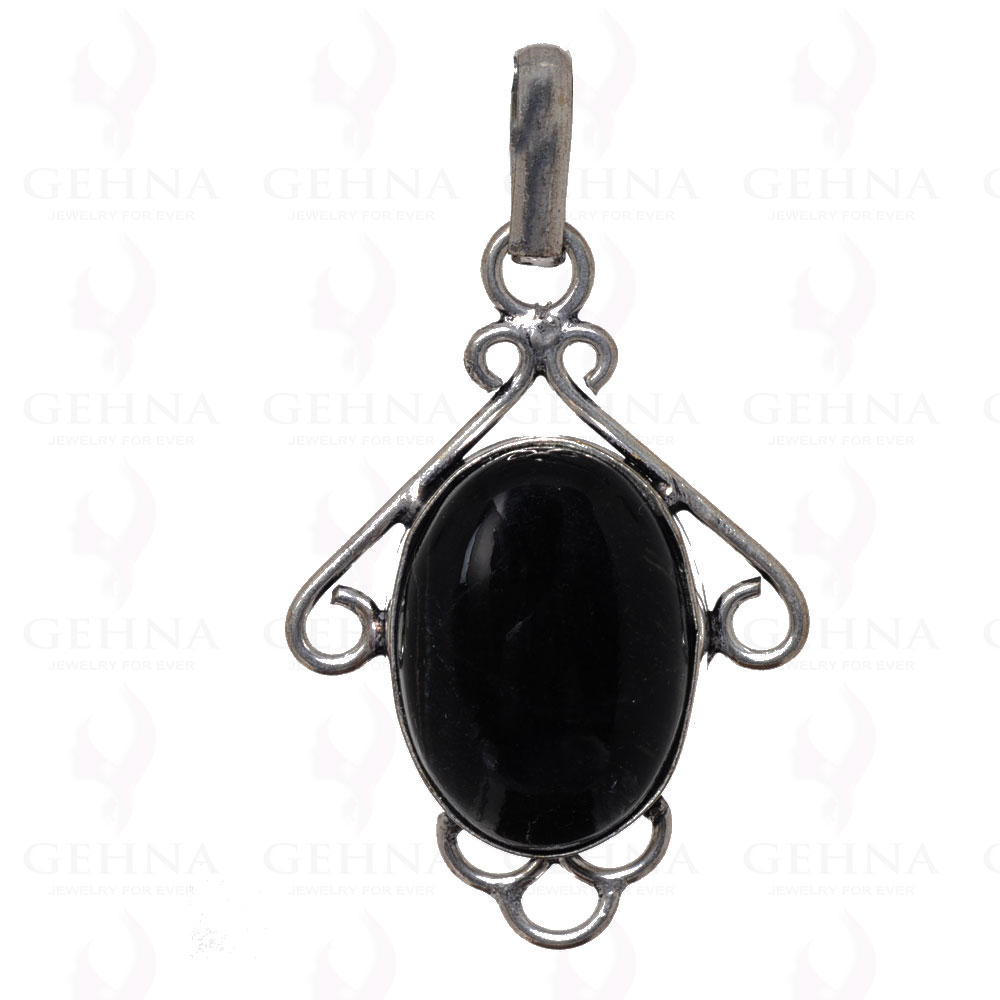 Black Onyx Gemstone Pendant In 925 Sterling Silver Overlay GP2702