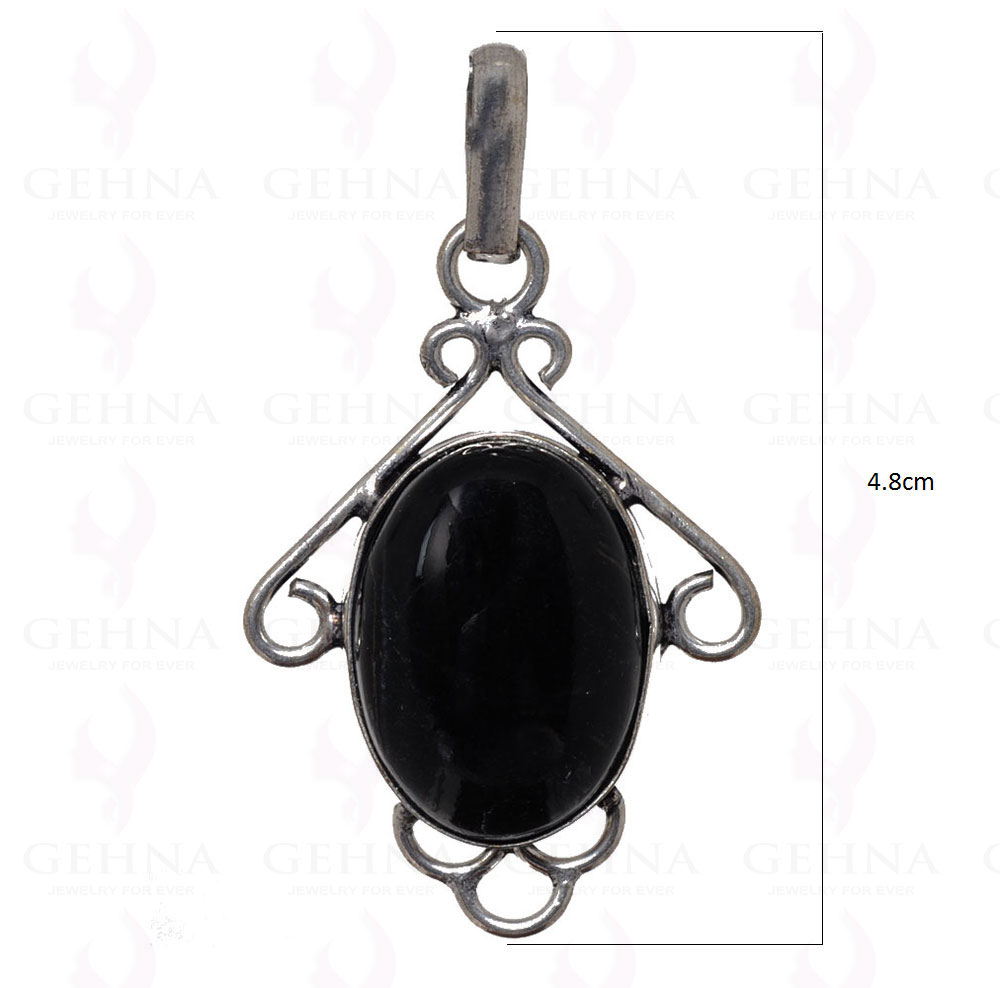 Black Onyx Gemstone Pendant In 925 Sterling Silver Overlay GP2702