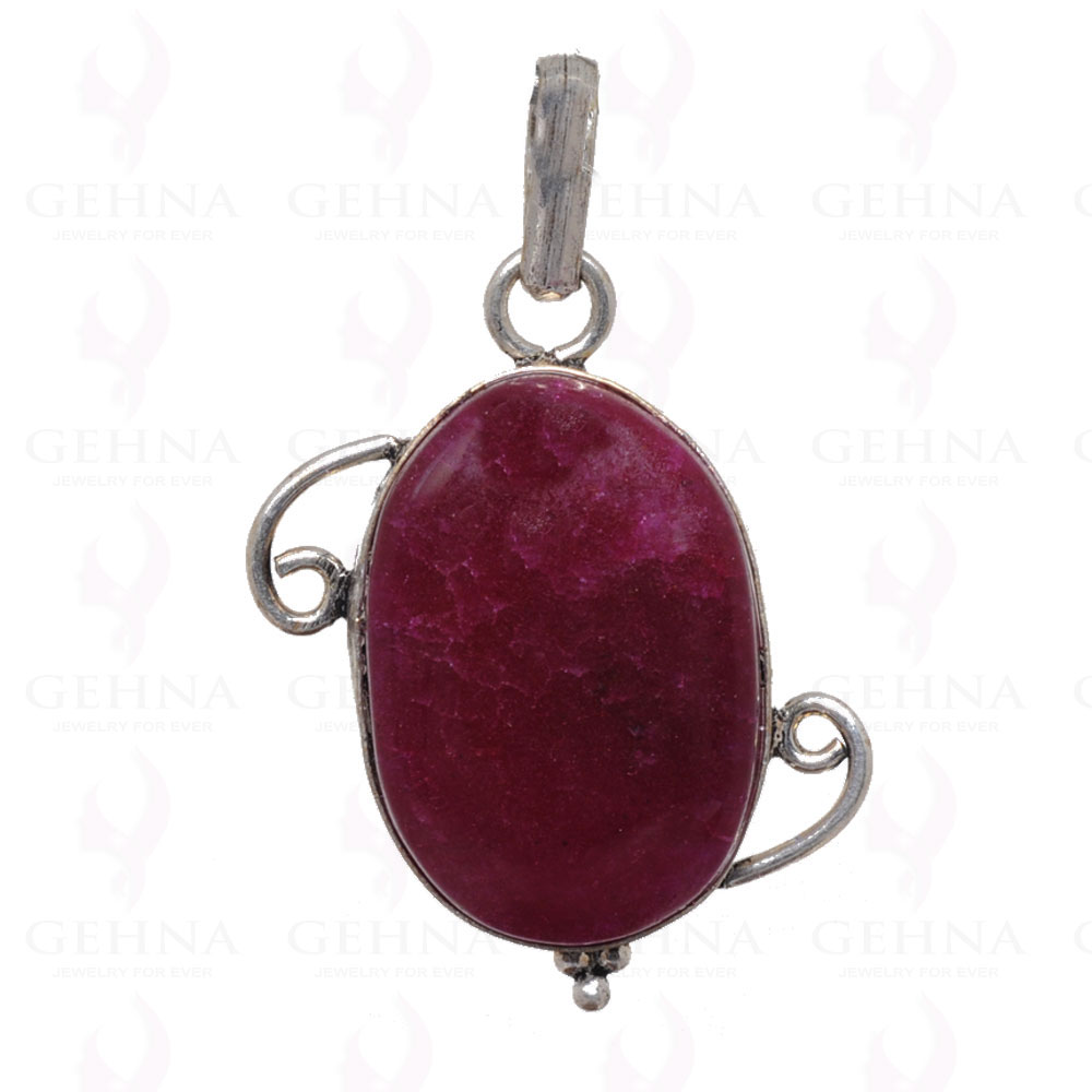 Ruby Color Stone Pendant In 925 Sterling Silver Overlay GP2758