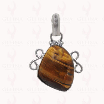Tiger Eye Gemstone Pendant In .925 Sterling Silver Overlay Metal GP2806