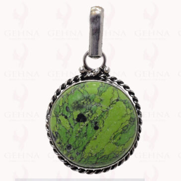 Green Turquoise Gemstone Pendant In .925 Sterling Silver Overlay Metal GP2815