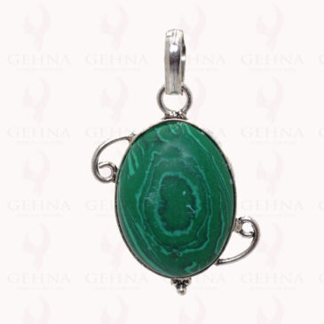 Shiny Malachite Gemstone Pendant In .925 Sterling Silver Overlay Metal GP2816