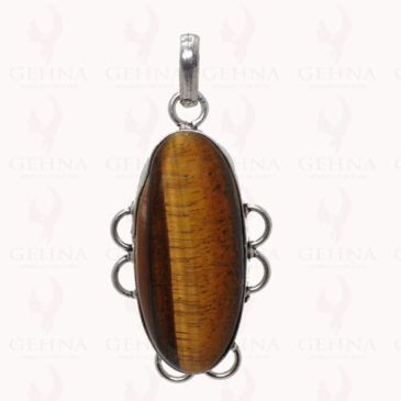 Tiger Eye Gemstone Pendant In .925 Sterling Silver Overlay Metal GP2835